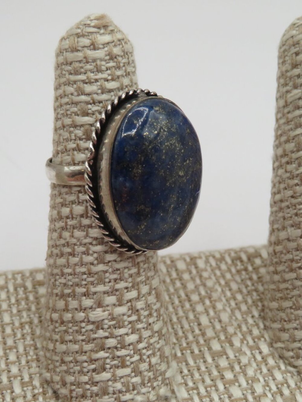 Vintage Cabachon Lapis Lazuli Silver Tone Ring